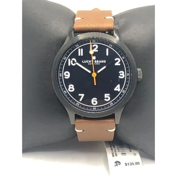 Lucky Brand LW00101 Women's Brown Leather Analog Black Dial Quartz Watch OP261