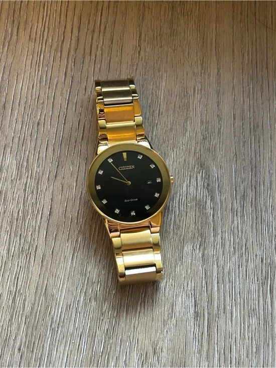 Citizen Men’s Eco-Drive Axiom Diamond Accent Gold Tone Watch