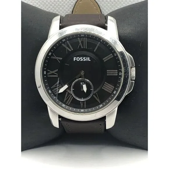 Fossil FS4973 Men's Brown Leather Analog Black Dial Quartz Genuine Watch OP669