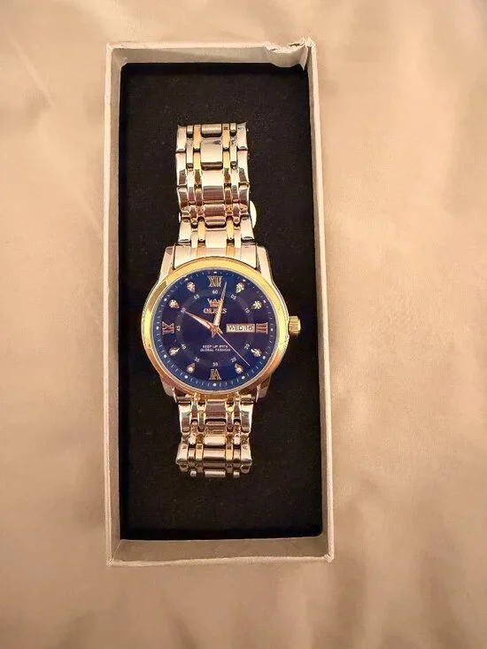 OLEVS Watch for Men Diamond Business Dress Analog Quartz Stainless Steel