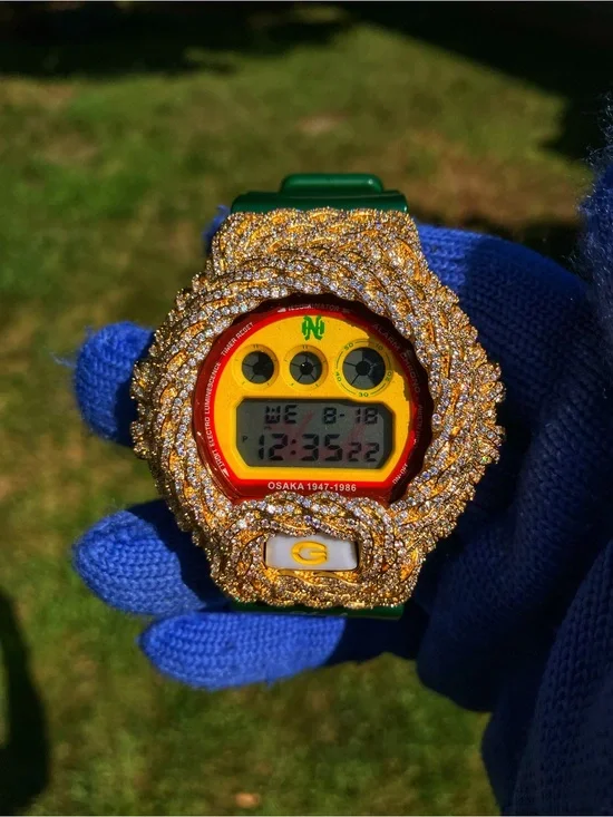 BUSSDOWN Moissanite Custom G Shock Gold Hawks Collab