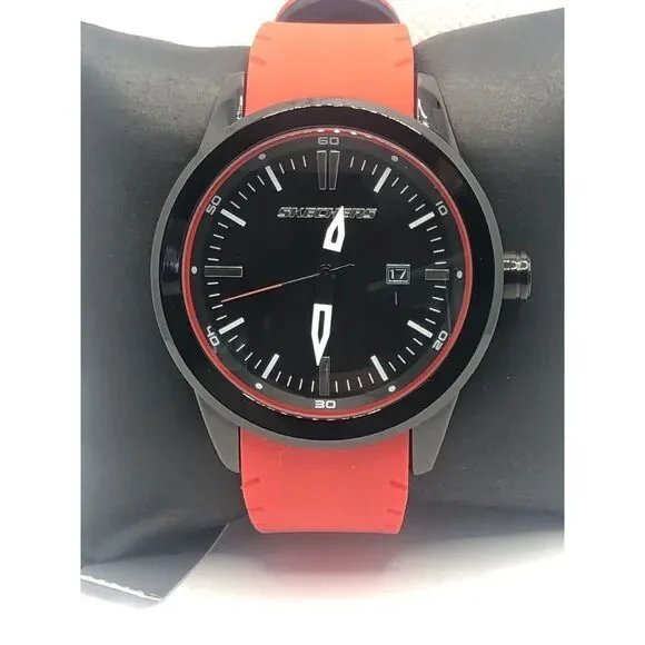 Skechers SR5005 Men's Red Silicone Analog Black Dial Quartz Genuine Watch OP151