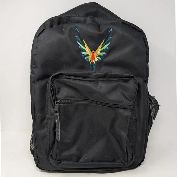 Logan Paul Maverick Backpack Black Embroidered Parrot Logo School Travel Bag