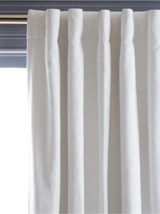 Quince Cotton Slub Texture Room Darkening Curtain Panel in White- 48x96