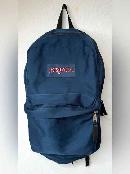 Jansport Superbreak Plus Classic Laptop Backpack Navy Blue Logo | JS0A4QUE