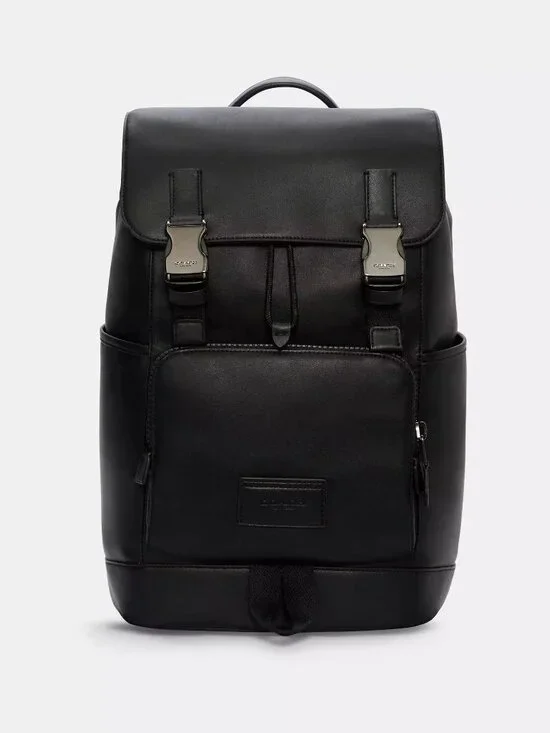 COACH Track Backpack (Gunmetal/Black Leather)  - Excellent Condition