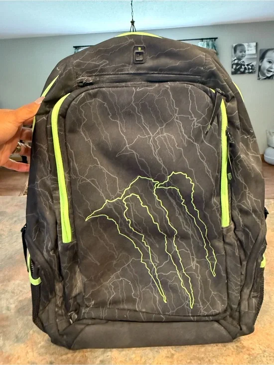 Black monster energy Backpack with Neon Green Accents #monsterenergy #skater