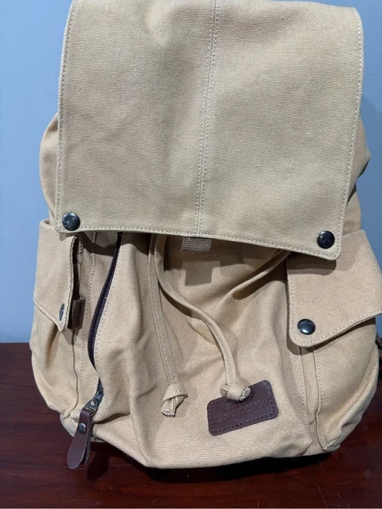 Men's Canvas Drawstring Backpack  in Khaki