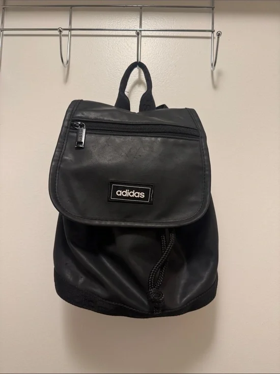 Adidas Three Stripe Life Drawstring Adjustable Strap Small Backpack Black