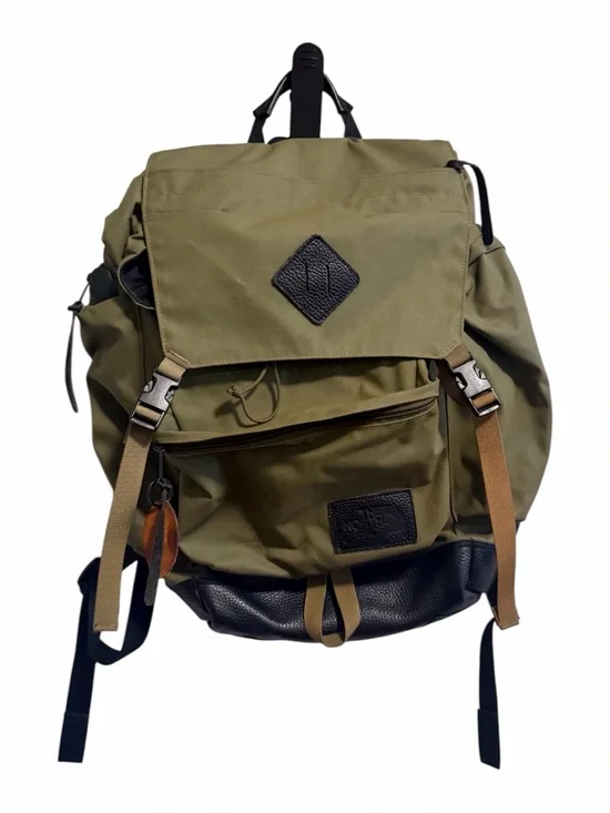 Rare The North Face Olive Green Leather  Rucksack Backpack