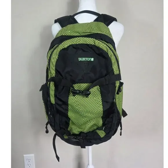 Burton Vintage Snowboard Backpack Daypack Green & Black Purple Interior
