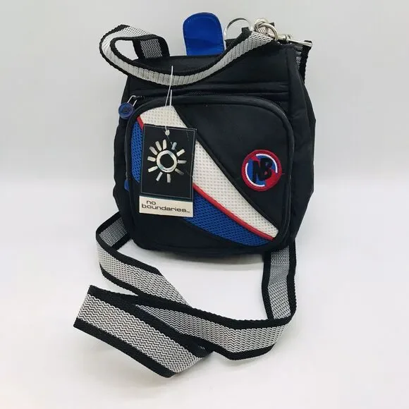 NEW No Boundaries Black  Detachable Crossbody Bag Double Handle Case Zip Pockets
