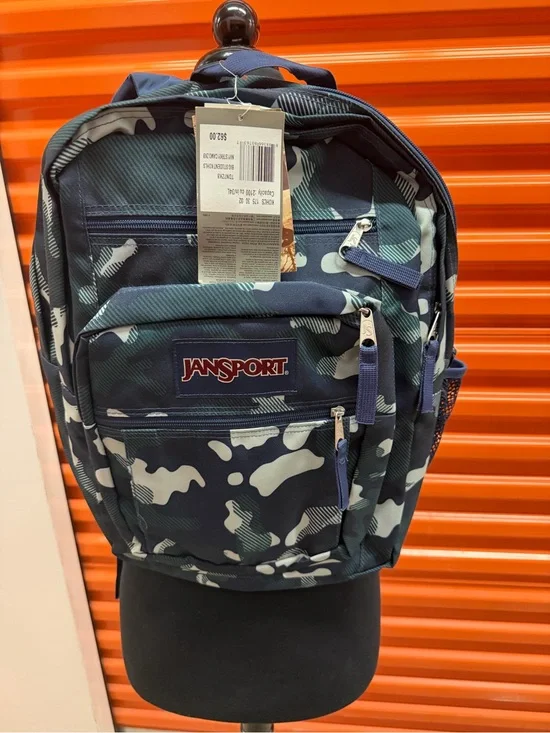 NWT JanSport Big Student Navy Camo Men's Backpack - Durable Everyday Bag