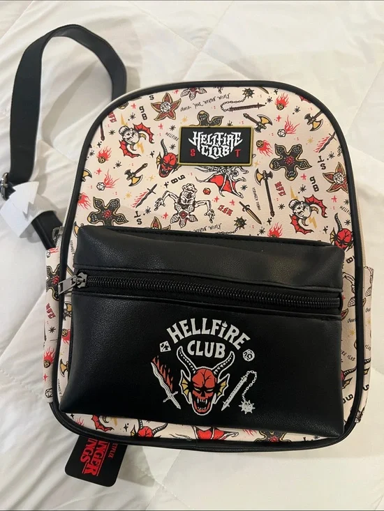 Stranger Things Hellfire Club Cream & Black Mini Backpack NWT