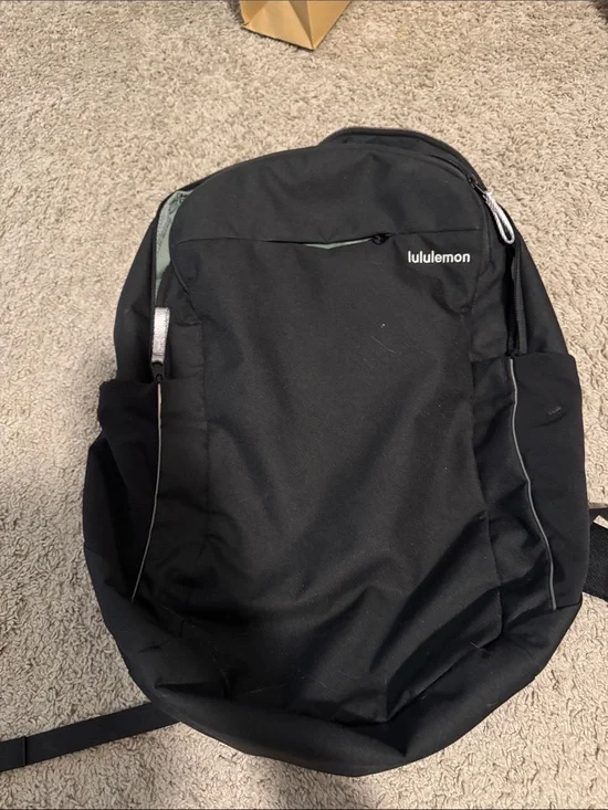 lululemon athletica Black Everyday Backpack with Subtle Green Trim