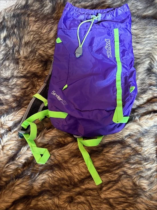 Jansport Sinder15 Backpack Purple with Lime Green Accents