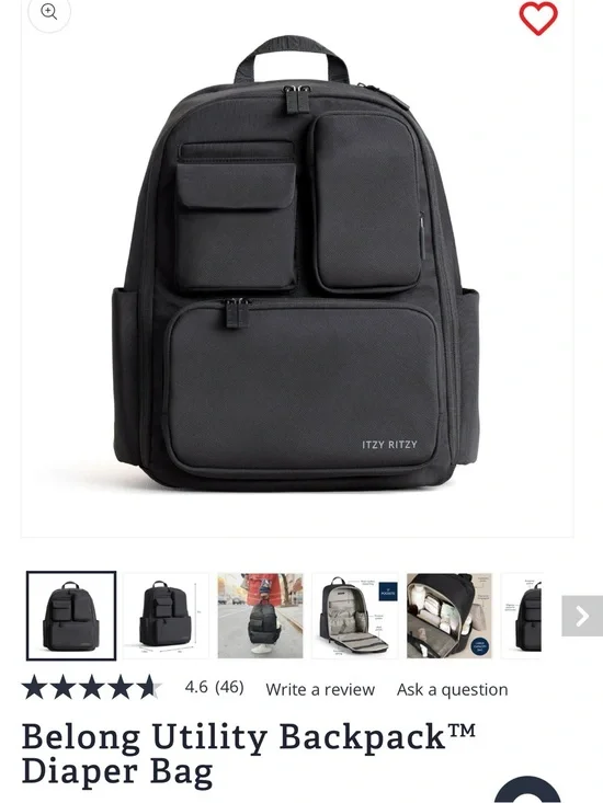 Itzy Ritzy Black Utility Backpack Diaper Bag with Front Pockets - NWT