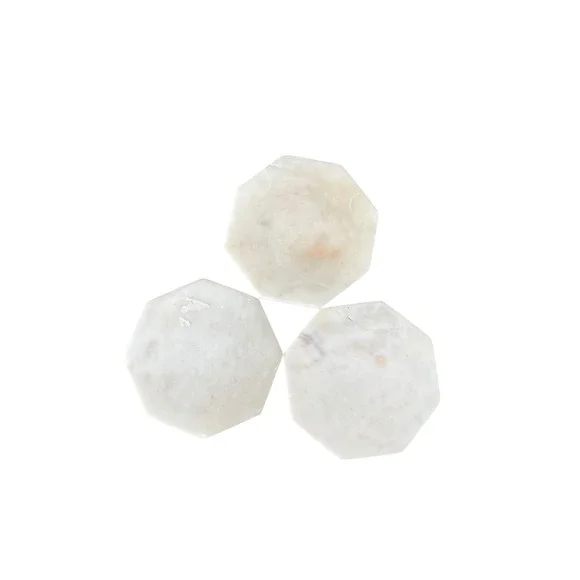 White Marble Hexagon Coasters Set of 3 Natural Stone Drink Coasters with Feet