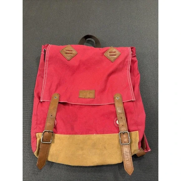 American‎ Eagle Outfitters Canvas Backpack Draw String Faux Leather Trim