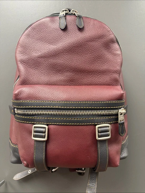 Coach Flagship Pebble Leather Backpack in Burgundy and Black-NWOT