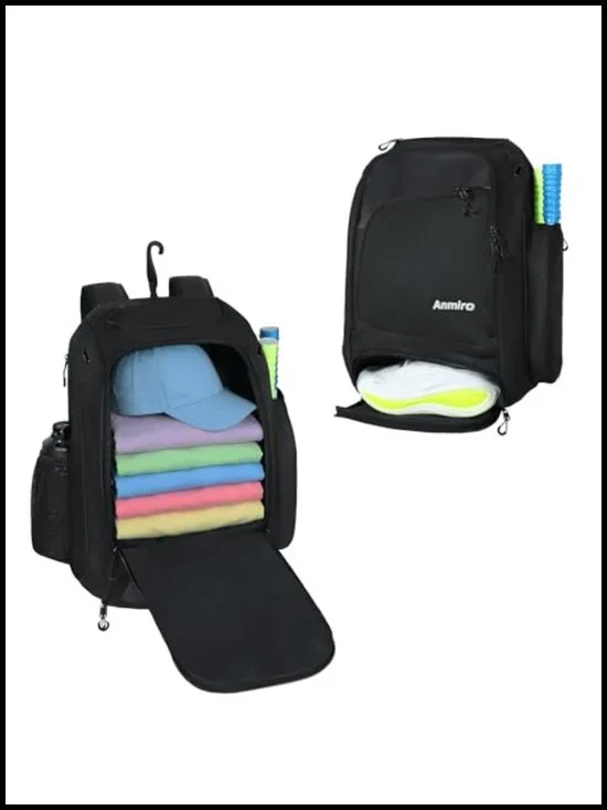 Large Pickleball Backpack with Shoe Compartment, Retractable Cup Holder, 50L