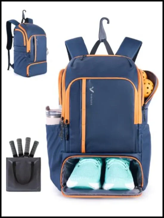 Pickleball Backpack with Detachable Paddle Sleeve, Large Capacity Sports Bag