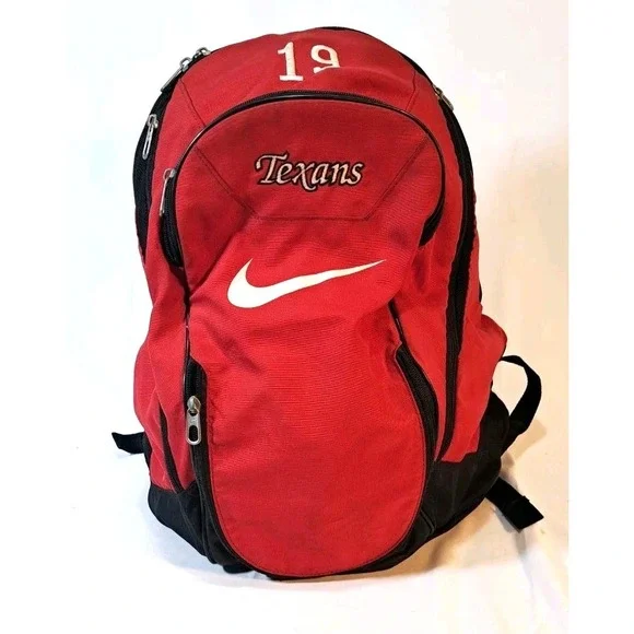 Nike‎ Houston Texans Backpack Red Black Number 19 NFL Football Team Bag