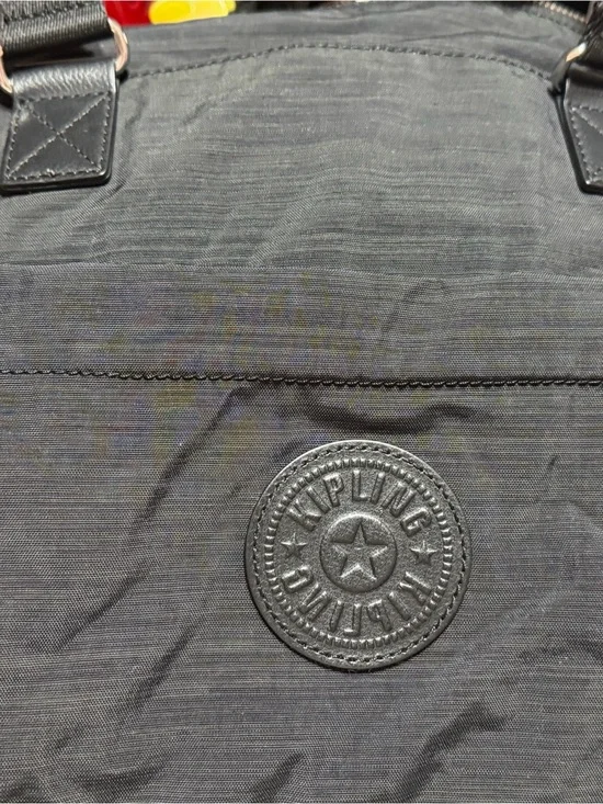 Kipling Black Nylon Backpack with Round Logo Patch