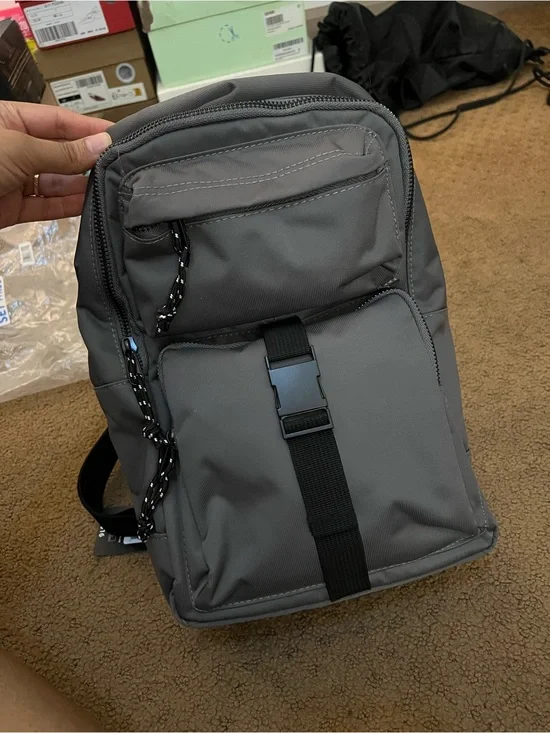 Men's Gray Compact Cargo Sling Backpack — Minimal Everyday Bag
