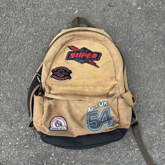 Superdry Small PATCHES Backpack Bag Brown 