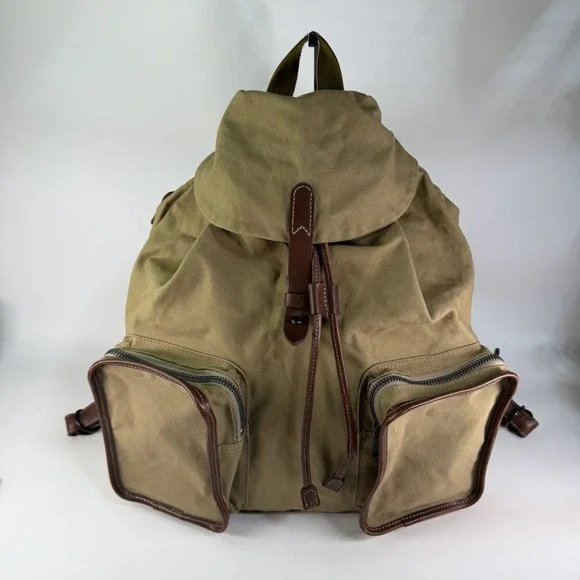 Maphia Design Duck Canvas Military Rucksack Backpack Leather riri Zip Drawstring