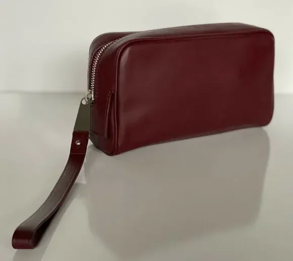 NWT $1020 Bottega Veneta Leather Bordeaux Small Toiletry Case Pouch 575557 Italy