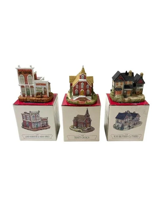 Lot of 3 Liberty Falls Village The Americana Collection 1990's Boxed Vintage