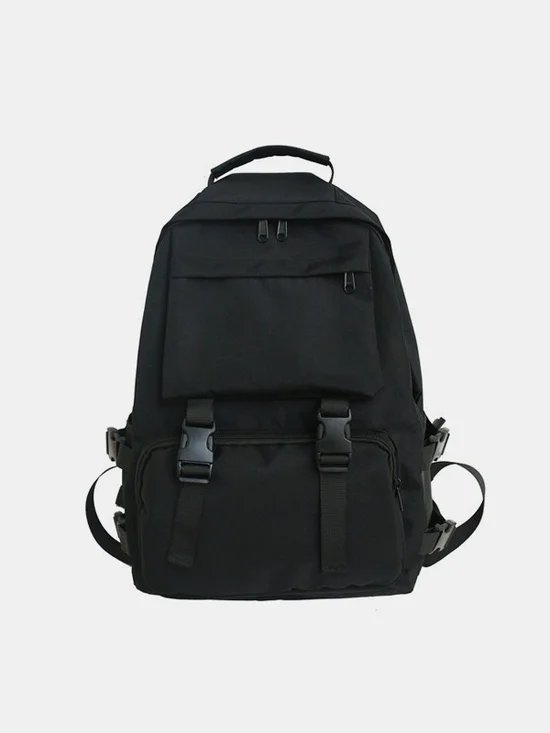 Men's Black Tactical Backpack with Buckle Straps