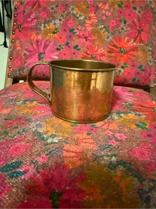Polished Copper Cup with Handle - Shiny Warm Copper Finish