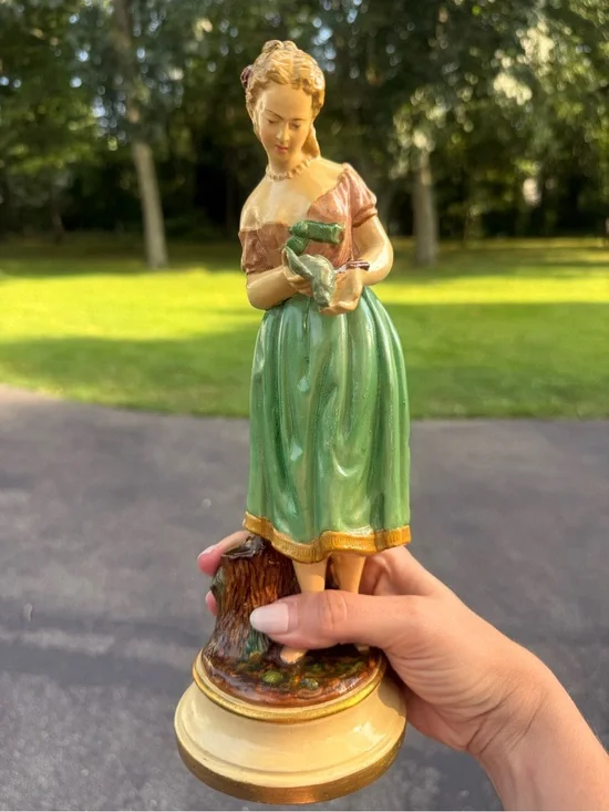 Italian Figurine of Woman in Green Dress