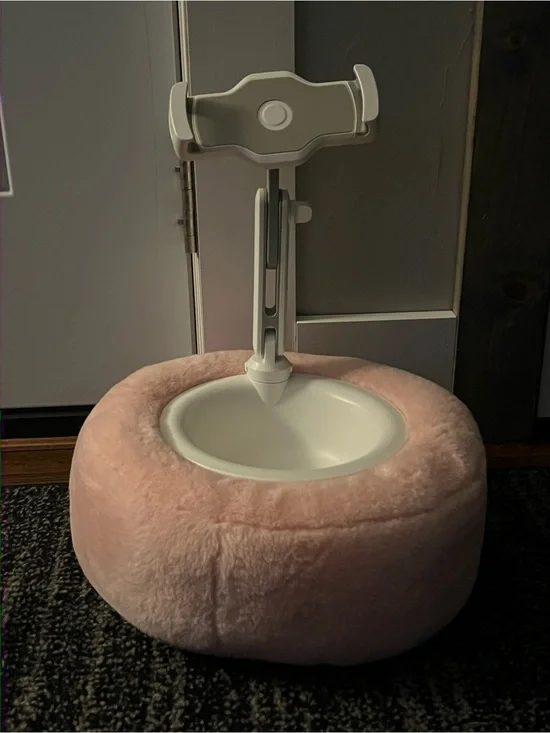 Plush Pink Kindle/Tablet/Phone Adjustable Holder with Bowl