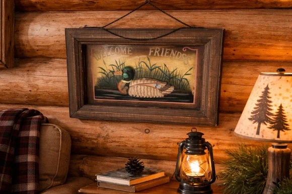 Vintage Rustic Cabin Cottagecore Duck Welcome Friends Sign