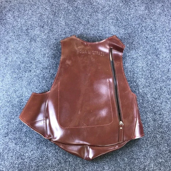Moda Di Strada Vest Backpack Brown Red Genuine Leather Zipper Pocket Chest Bag