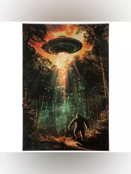Bigfoot UFO Light Up Canvas Wall Decor