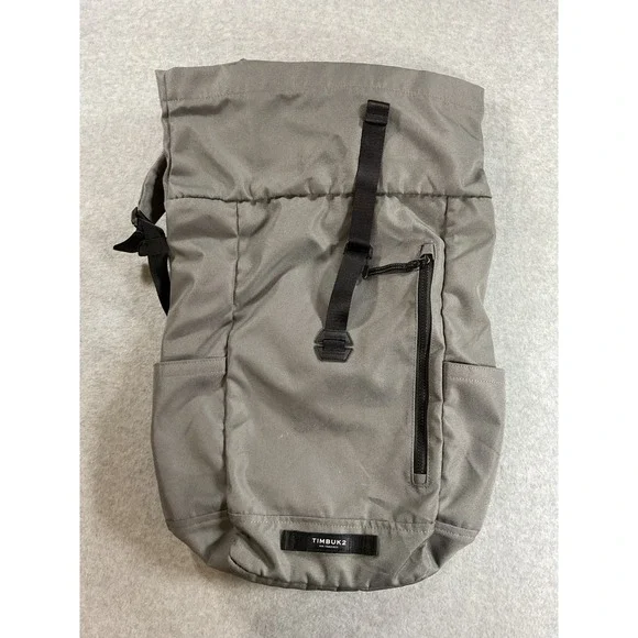 Timbuk2 Tuck Pack Roll Top Laptop Backpack Gray Canvas Travel Commuter Bag