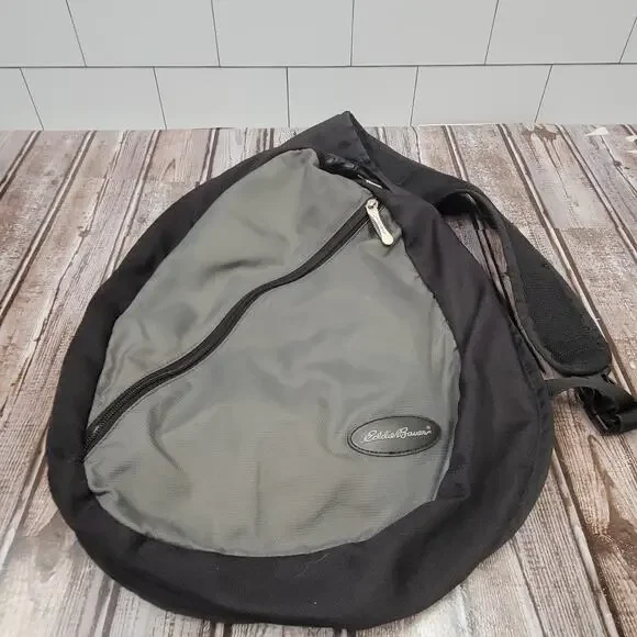 Eddie Bauer Sling Backpack Gray Black Crossbody Travel Hiking Day Pack Bag