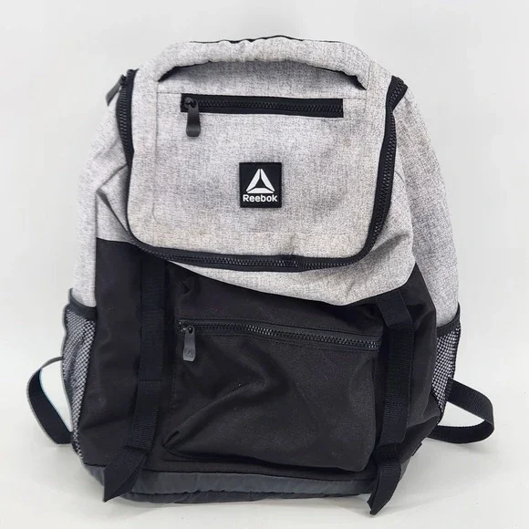 Reebok Backpack Grey Black Colorblock‎ Laptop Sleeve School Travel Bag