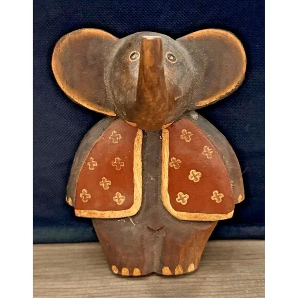 Wooden Hand Carved Elephant Hanging Wall Hook Decor Boho