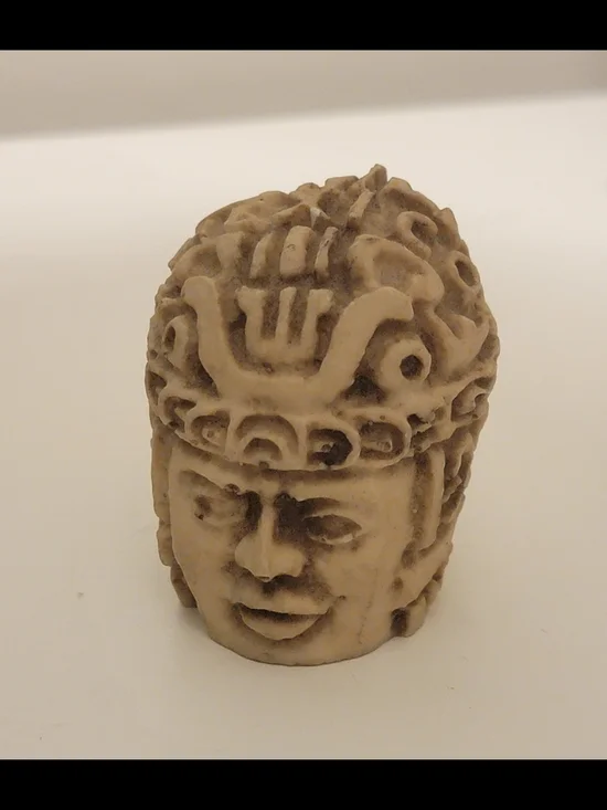 Rare Carved Stone-Look Decorative Head Sculpture - Antique Ivory