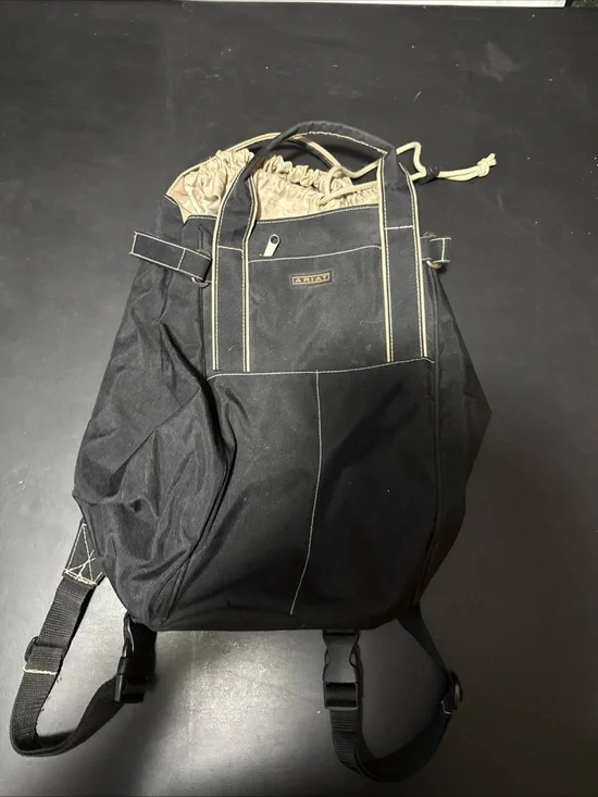 Ariat Black Backpack with Tan Drawstring Accents