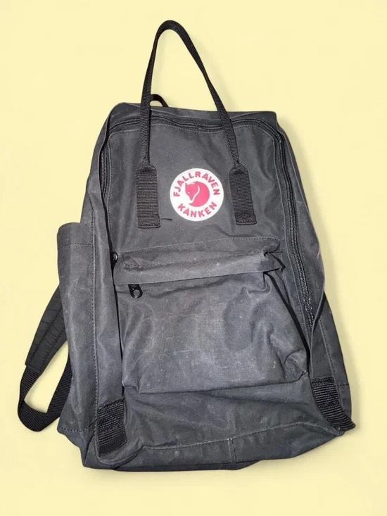 Fjallraven Kanken Backpack in Black with Red Logo