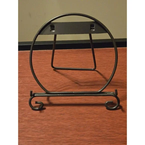 Black Metal Wire Plate Stand Decorative Easel Scroll Tabletop Display Holder