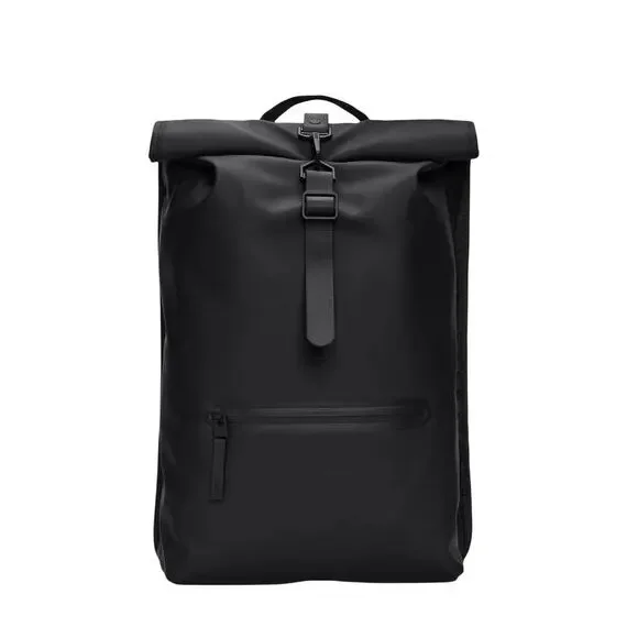 Rains Men's Rolltop Rucksack W3 Backpack Adjustable Straps Black One Size NWT