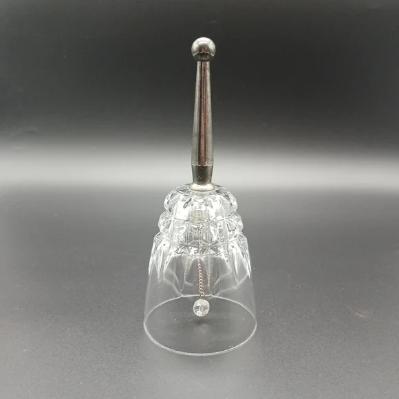 Princess House Lead Crystal Hand Bell Silverplate Handle Made in France​​​